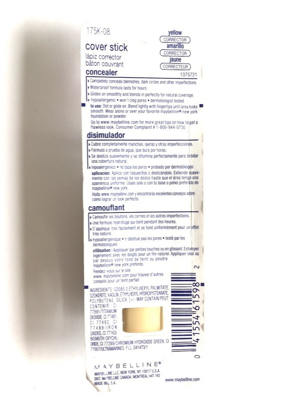 maybelline cover stick yellow